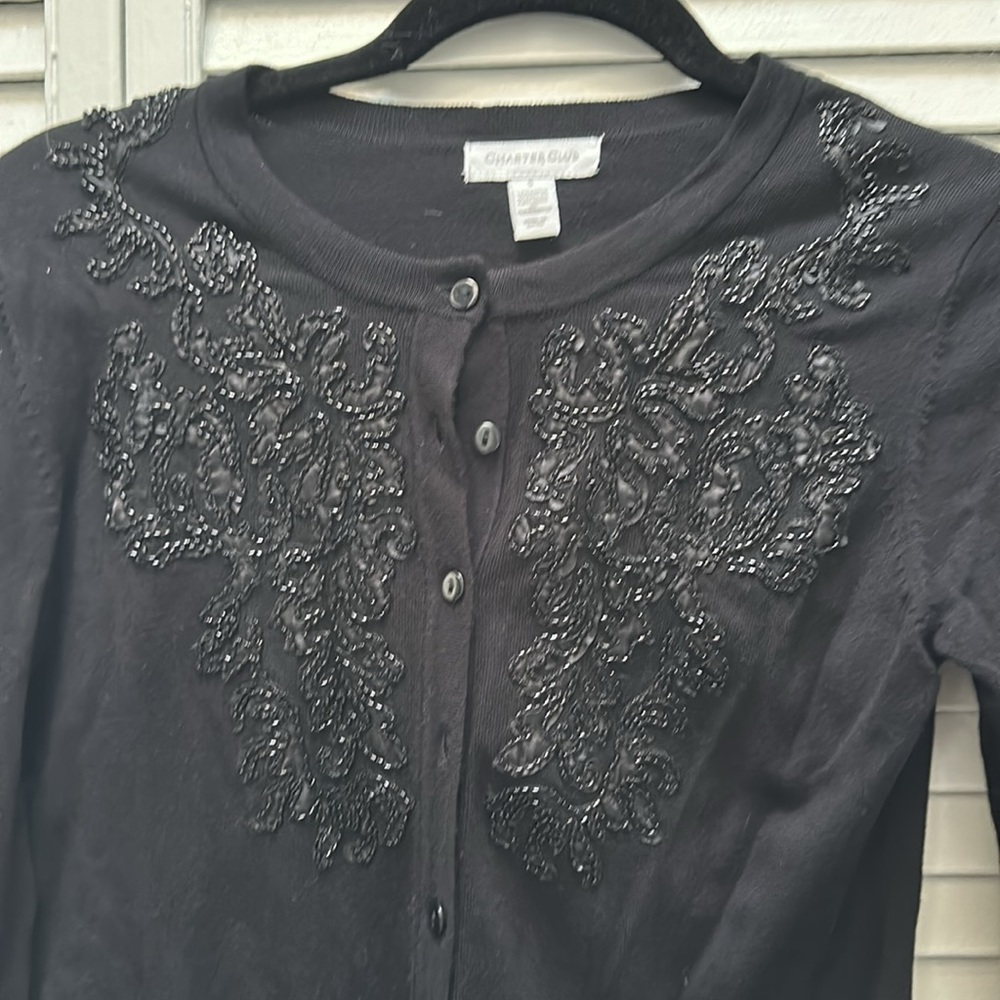 Charter club cardigan with embroidery and beads